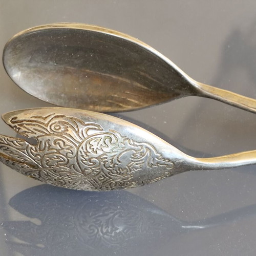 Λαβίδα για σαλάτα μεταχειρισμένη ρετρό, Silver Plate, μήκους 21,5 εκ