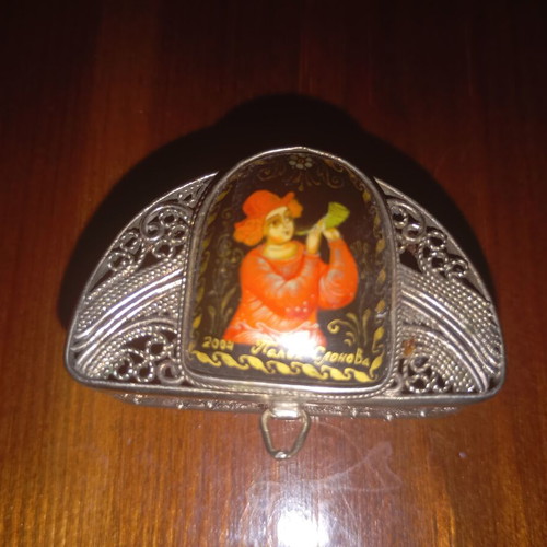 Retro decorative box used, Palekh miniature style