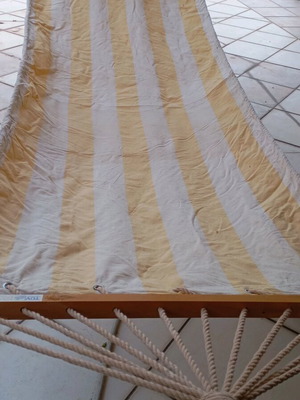 Hammock new with wood and striped pastel canvas
