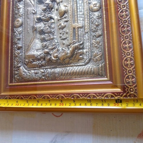 Large Silver-Plated Last Supper Icon 35x42 cm, used