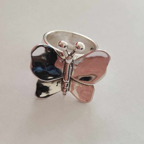 Handmade ring Rotating butterfly silver 925