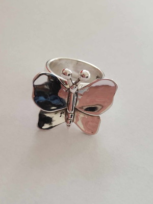 Handmade ring Rotating butterfly silver 925