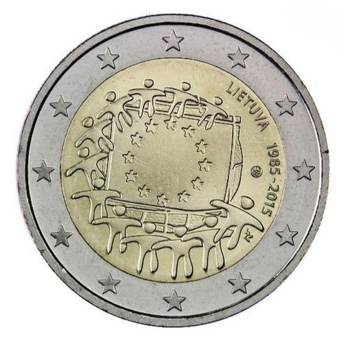 Lithuania 2 euro 2015 new, 30th anniversary European Union flag