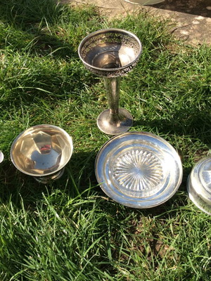 Silver-plated decorative items like new, set of 5 pieces