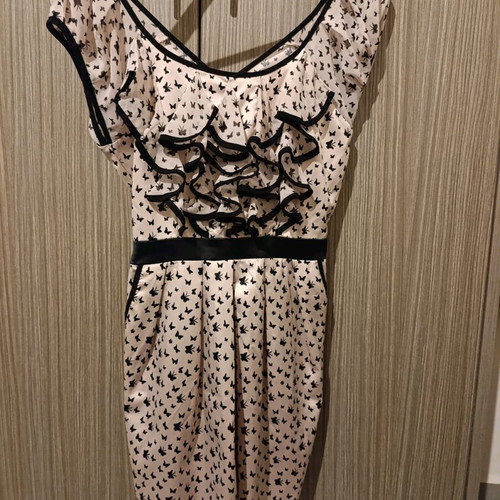 Lipsy London dress like new, size M-L, pink with black butterflies