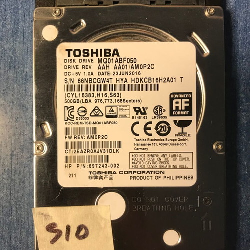 Toshiba HDD 500GB 2.5" MQ01ABFD50 μεταχειρισμένο