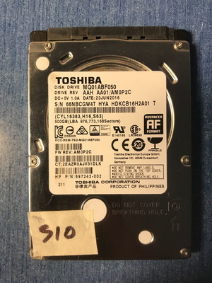 Toshiba HDD 500GB 2.5" MQ01ABFD50 μεταχειρισμένο