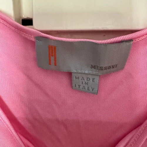 Missoni blouse sheer with inner top and cloth belt like new, pink multicolor