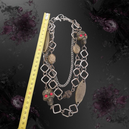 Vintage Gothic Necklace with Skull Charms used