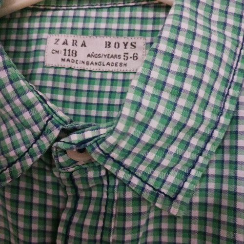 Zara boys' summer shirt size 5-6, like new, white and green