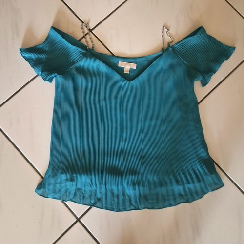 Michael Kors blouse aqua marine with silver shoulder details like new