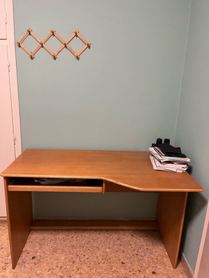 Computer desk used with sliding shelf