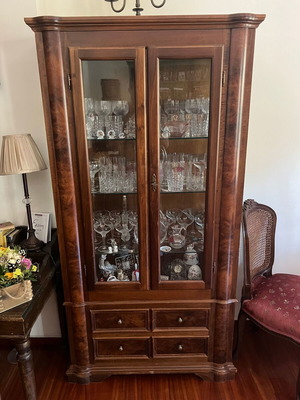 Two-Door Walnut Wood Showcase like new