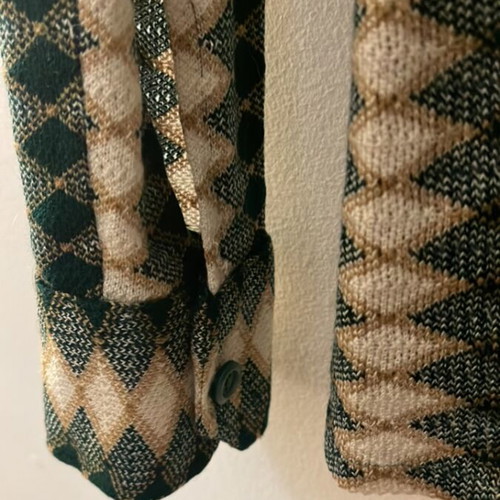 Shirt new with Missoni-like pattern, beige and green
