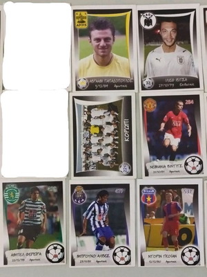 Golden Shop Greek Championship & Europe's Champions 2007-2008 stickers like new, 13 pcs