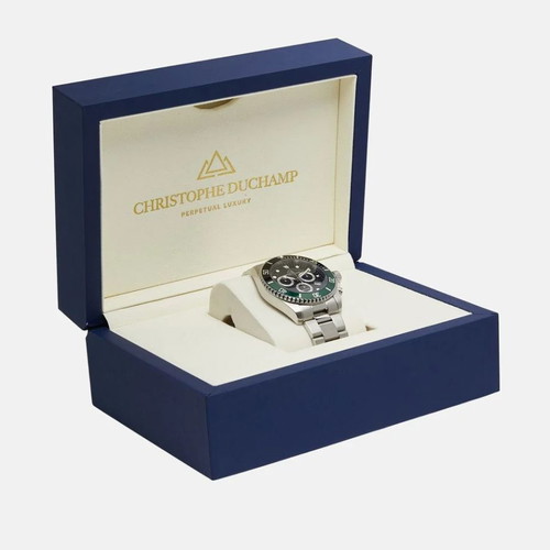 Christopher Duchamp Chronograph men's watch new, silver stainless steel