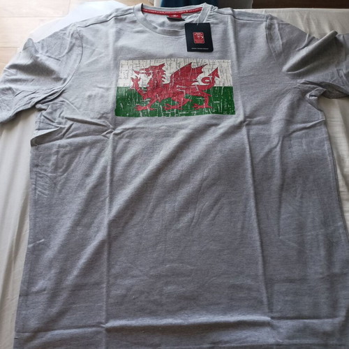 Μπλουζάκι Macron Wales WRU rugby καινούργιο, μέγεθος XXL, γκρι