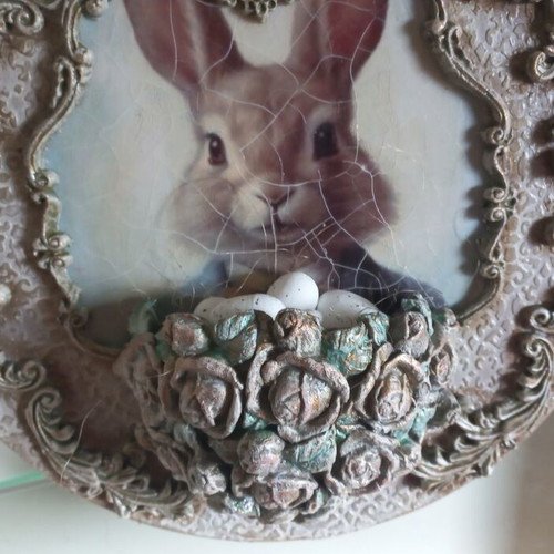 Easter decoration handmade on cutting wood 29×39 cm new