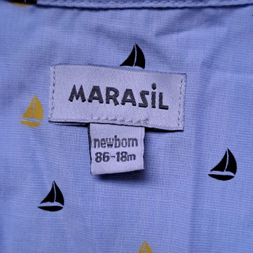 Marasil long-sleeve baby shirt like new, 18 months, blue with boats