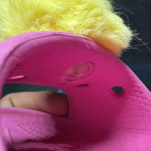 Charms for Crocs like new, pack of 2, purple and yellow furry faces