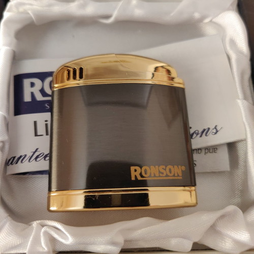 Ronson Comet 200 lighter new, brown and gold with box