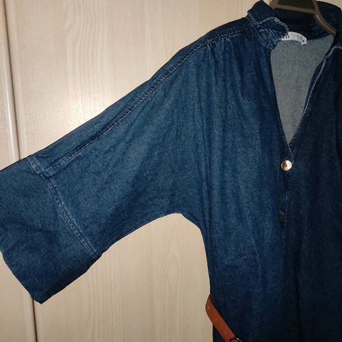 Denim dress with belt at waist like new, size M