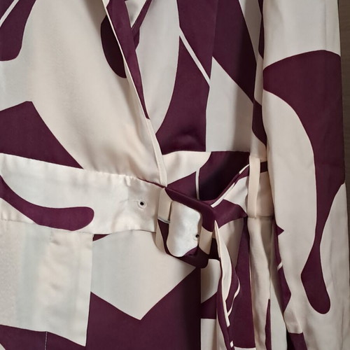 Mango women's jumpsuit with belt, long sleeves, beige and purple