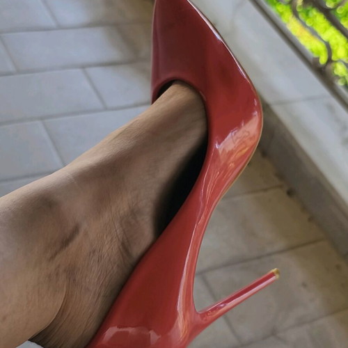 Coral patent platform heels 12 cm like new, size 40