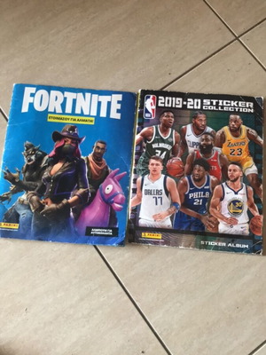Fortnite and NBA 2019-2020 sticker albums used, set of 2