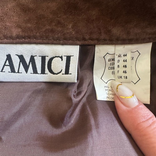 Castor leather skirt like new, brown, size 44 L/XL
