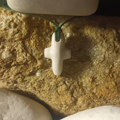 Collectible Cycladic art marble and stone cross, handmade