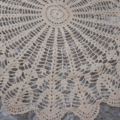 Handmade doily like new, ecru-beige color