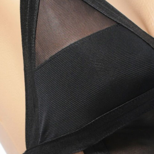 Body lingerie with straps and transparent mesh, black, new