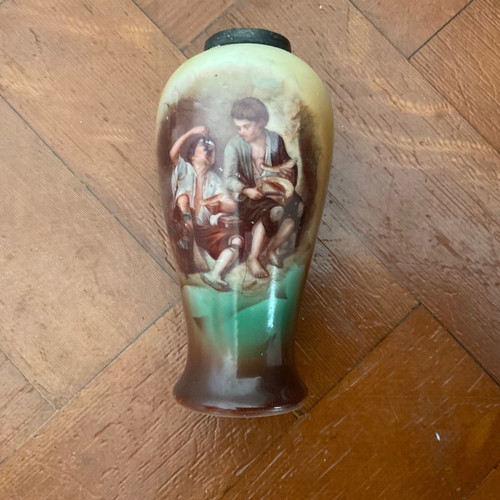 English porcelain vase with painting detail from Murillo