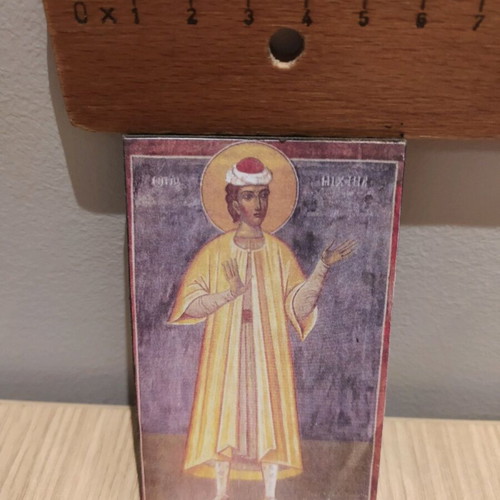 Wooden handmade Byzantine icon of Saint Michael Paknanas new