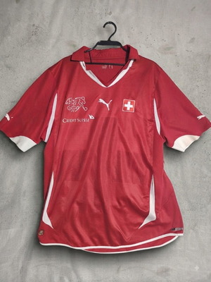 Puma Switzerland SFV Home Soccer Jersey Shirt Red White Size L Credit Suisse