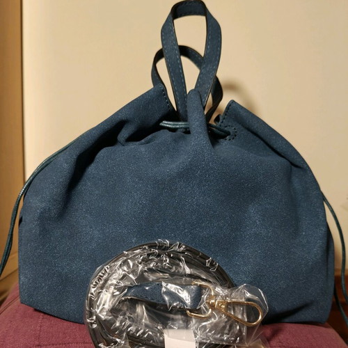Women's crossbody bag with suede texture new, blue