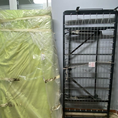 Folding iron bed like new with mattress without springs