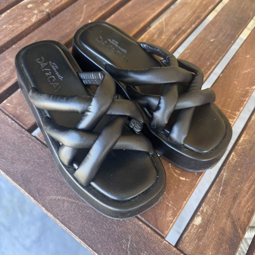 Sante platform mules size 38 like new, black eco leather