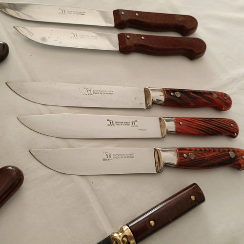 Collection of 12 old vintage Okapi knives from Germany like new