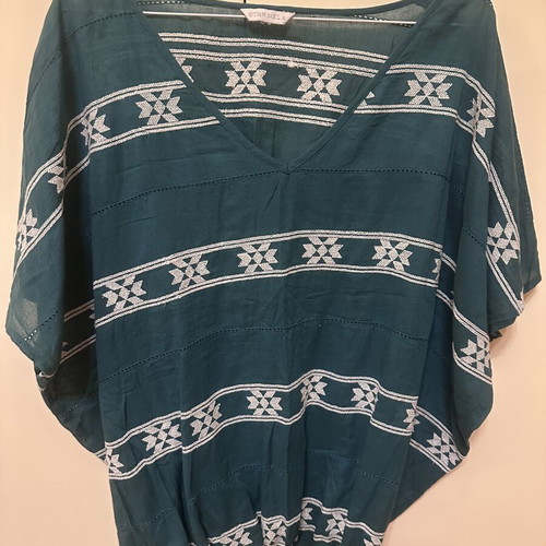 Star Mela Boho Emerald Blouse One Size like new