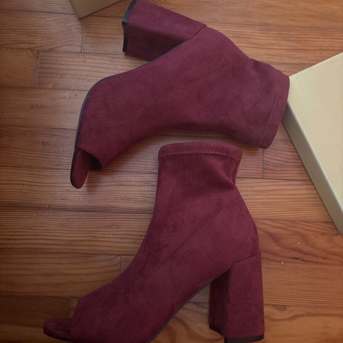 Velvet ankle boots new, burgundy, size 38
