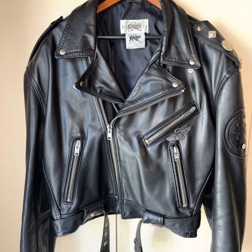 Vintage Parasuco Leather Biker Jacket made in Canada, size L, like new