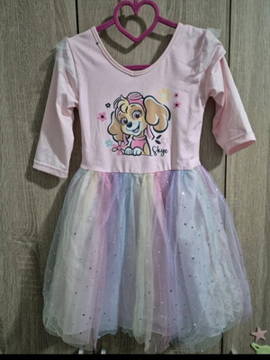 Paw Patrol kids dress with tulle and rhinestones like new, size 122 cm