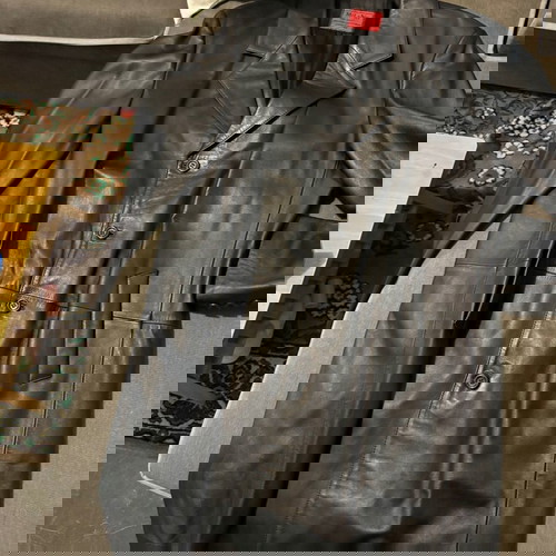 Καμπαρντίνα δερμάτινη XL αφόρετη, μαύρη