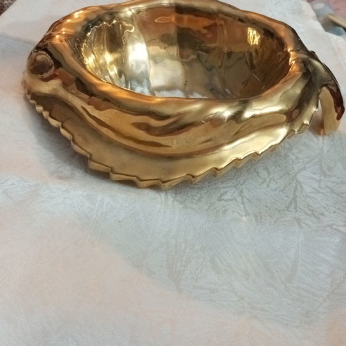Christian Dior Galle gold-plated ceramic and porcelain ashtray 1960s