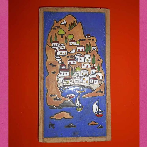 Ceramic wall decoration tile used, Aegean Island by Angelos Tsakirakis