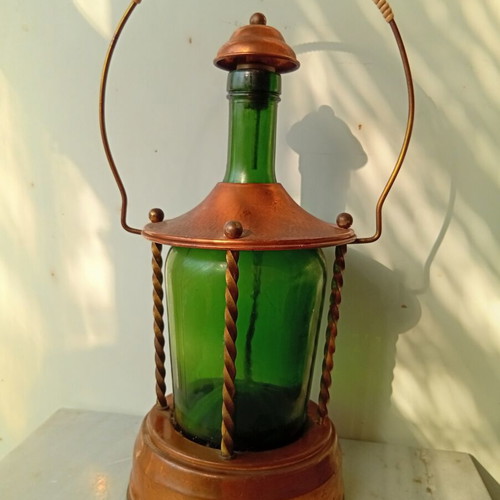 Music box bottle 30 cm used, copper sheet, made in Germany