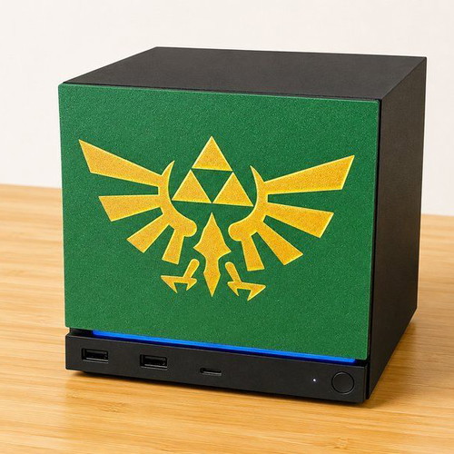 Steam Machine faceplate with Zelda Hyrule shield design