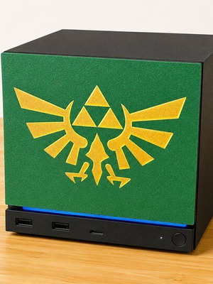 Steam Machine faceplate with Zelda Hyrule shield design